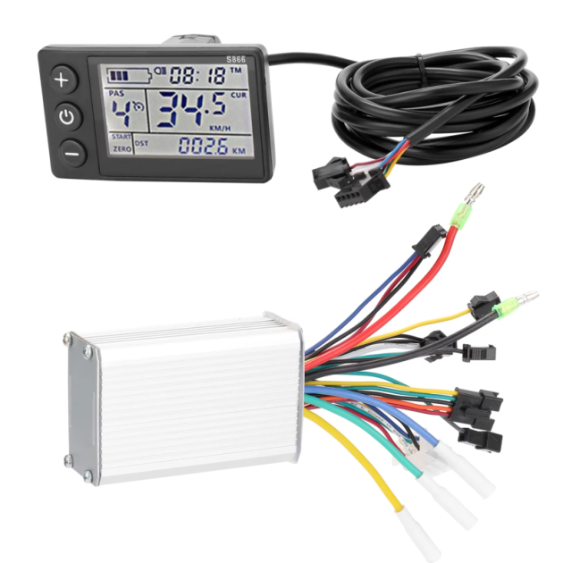 Kit de contrôle de vélo moto 350W, affichage LCD, 24V/36V /48V/52V/60V/72V, pour Scooter, avec Kit de Conversion Ebike